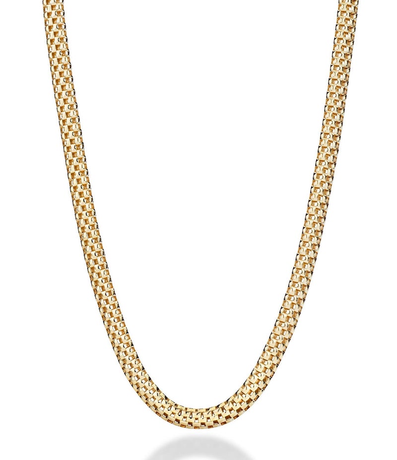 Miabella 18K Gold Plated 925 Sterling Silver Italian 4mm Mesh Link Chain Necklace for Women, Made in Italy (16 Inch) - Image 1